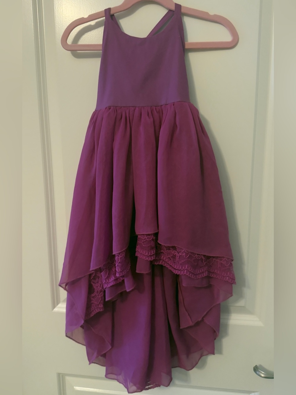 2T Pleiades Magenta Chiffon High-Low Dress